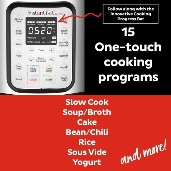 Instant Pot Duo Plus 9-in-1 Multicooker Stainless Steel 6 QT + App & Recipes NEW - Picture 2 of 16